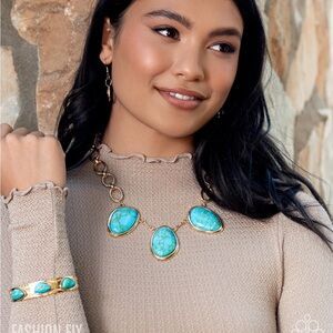 Elegant Gold and Turquoise Jewelry Set